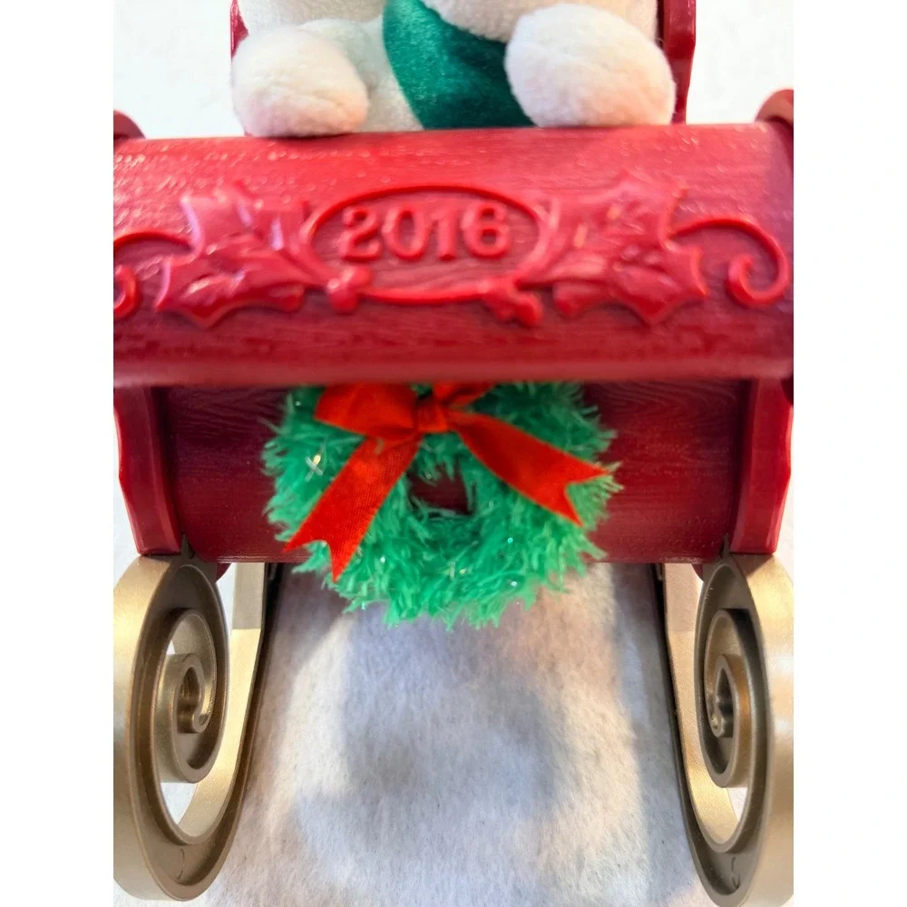 Hallmark Jingle Pals 2016 Musical Snowman Sleigh Animated Christmas Decor Red